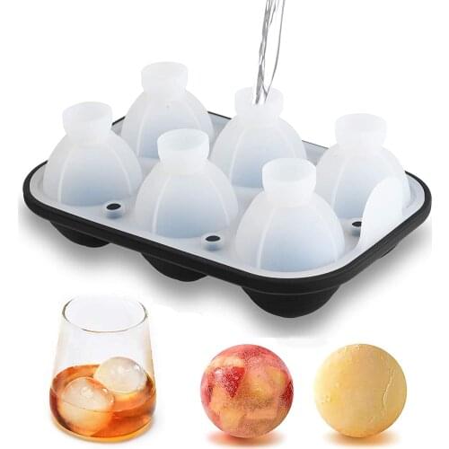 6 Ice Cube Ball Maker Mold Silicone Ice Tray With Lid Freezer For Whiskey Cocktails Silicone Ice Cube Trays Ice Cube Maker Tool