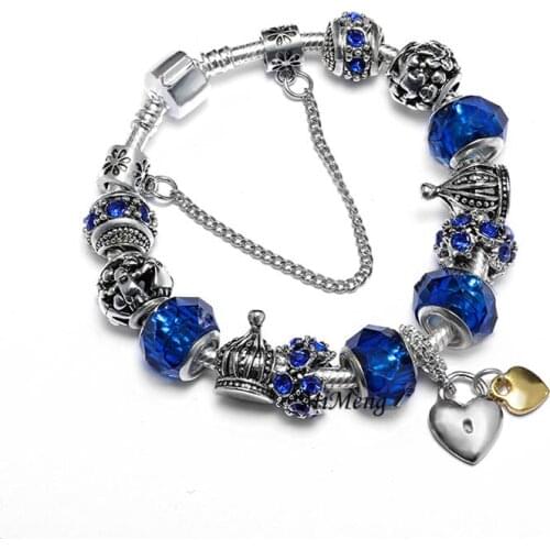 Exquisite Heart Lock Pendant Bracelets DIY Beaded Bracelet Bangle Retro Style Bracelets&amp Bangles Pulseira Steel Snake Chain