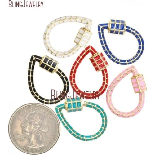 DropLock Basic Screw Clasp Tear Drop Charm-holder Inlay Enamel Lock 18mmx25mm FC31047