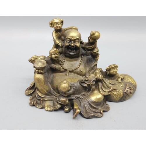 Collection Chinese Brass Carvedthe Five Sons Care Buddha Image Exquisite Metal Crafts Home Decoration