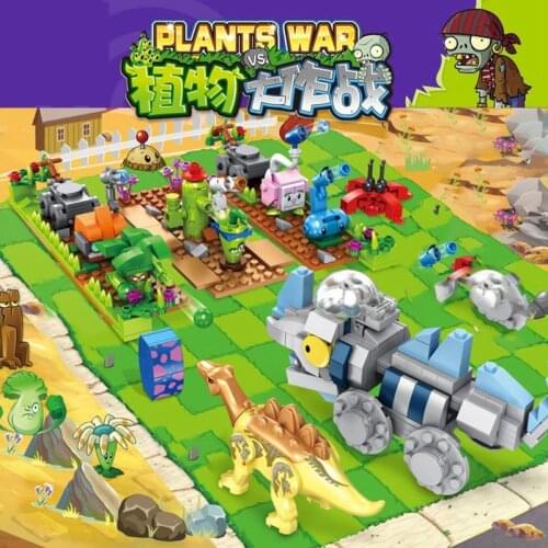 666PCS Plants Vs Zombie Dinosaur Model Building Blocks Bricks Set Toys For Chidren