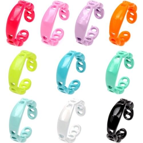 EYIKA Korean Fluorescent Multicolor Enamel Fashion Handmade Ring Metal Geometric Irregular Open Rings for Women Party Jewelry