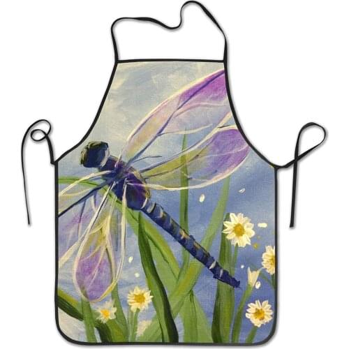 Floral Dragonfly Adjustable Kitchen Chef Apron for Cooking,Baking,Crafting,Gardening, BBQ Cooking Kitchen Aprons for Chef