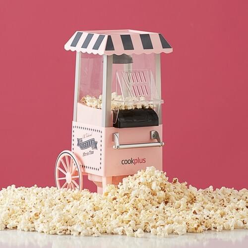 Cookplus Pink Pop Corn Machine Ready in 5 Minutes 15x39 cm Nostalgic Design