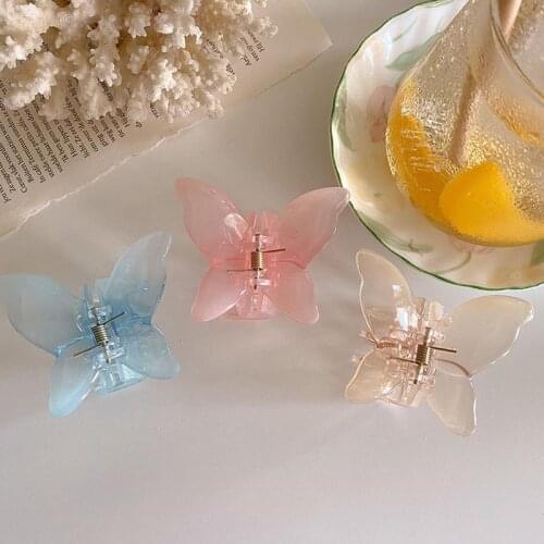 Mini Butterfly Hair Claw Transparent Hairpin Women Resin Small Hair Clip Sweet Acrylic Crab Hair Clip Girls Hair Accessories