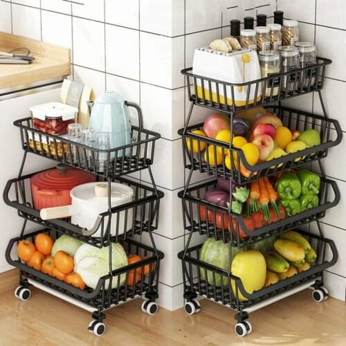 Mobile Floor Storage Rack Metal Rotating Kitchen Dish Spice Food Storage Rack Multifunction Rangement Cuisine Home Items DG50SR