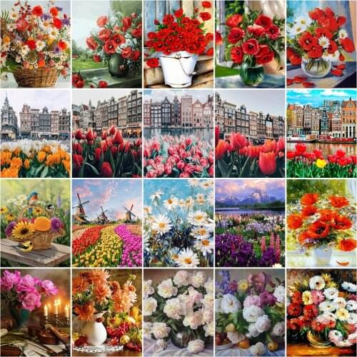 HUACAN DIY Frame Painting By Numbers Daisy Acrylic On Canvas Wall Art Picture By Numbers Home Decor For Living Room