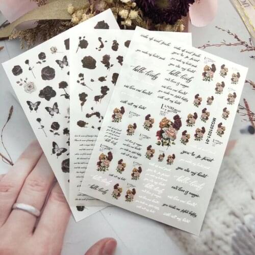 3D Nail Sticker Rose Flower Design DIY Tips Nail Art Ornament Packaging Self Adhesive Transfer Decal Slider
