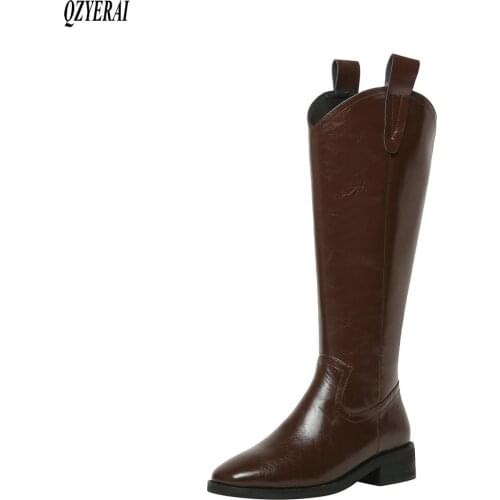 New arrival winter women boots natural Genuine leather Motorcycle boots western glossy fashion Female boots snow boots cowhide