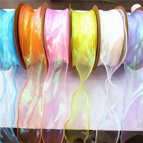 Wholesales 50yards Ribbon Roll Korean Yarn Handmade Hair Decoration Bow Headdress Accessories Wave Voile Ribbon
