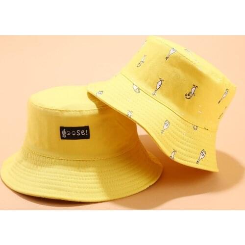 2019 cotton Cartoon print Double-sided wear bucket hat Fisherman hat Sun cap hats for men and women
