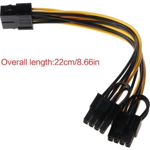 CPU 8-Pin To Double PCI-E 8-Pin (6P+2P) Splitter Cable Power Supply Cord 25cm E56B