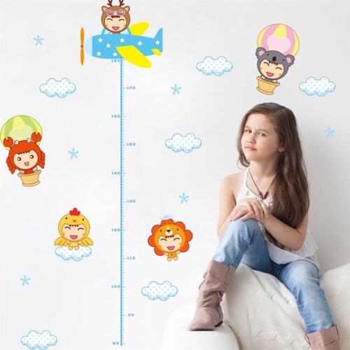 Removable Cartoon Baby Height Measure Stickers For Kids Room Bedroom Cute Characte Vinyl Growth Chart Self Adhesive Ruler Decal