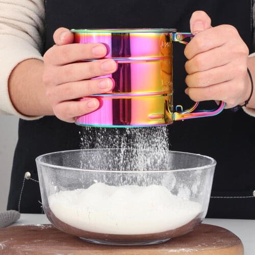 Stainless Steel Mesh Flour Sifter with Scale Sieve Cup Baking Tools Icing Sugar Shaker Sieve Cup Decorating Pastry Tools Bakewar