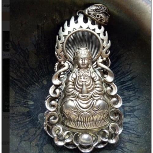 Vintage silver alloy Guanyin pendant DIY handmade jewelry fashion accessories