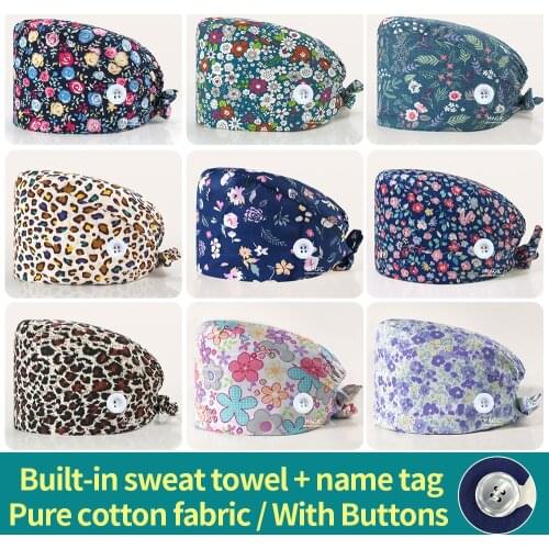 High Quality Veterinary Hat Cartoon Print Hospital Work Cap Pet Health Service Work Scrub Cap Medical Surgical Cap Lab Scrub Hat