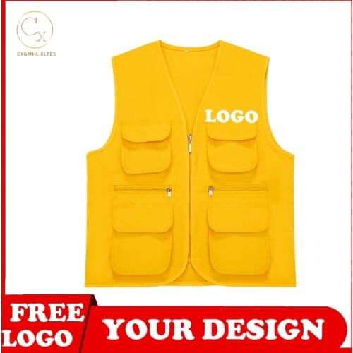 Work and leisure all-match summer new unisex vest multi-pocket vest high-end custom logo printed brand text