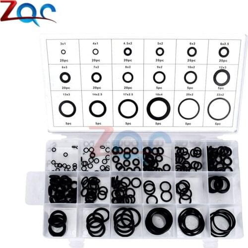 225PCS 18 Types Assorted Kits Metric Rubber O Rings Gasket Assortment Set O Rings Rubber Sealing Washer for Household Vehicle