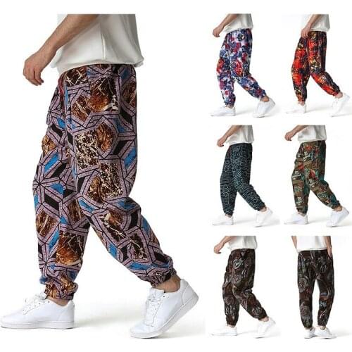 6Color Dashiki Fashion African Men Clothes Bazin Rich New Fashion Linen Pants Loose Casual Printing Streetwear Mens Trousers