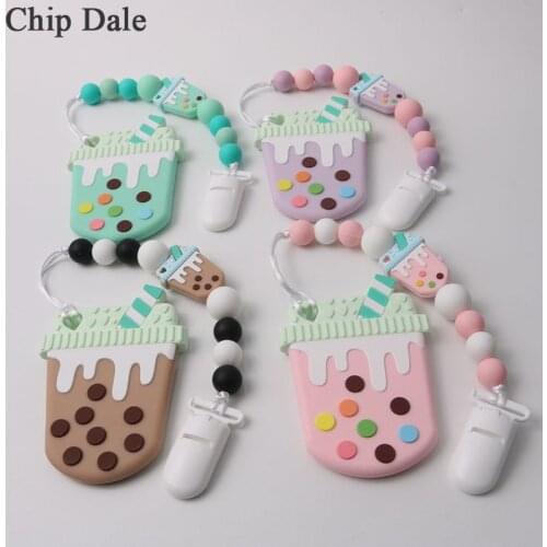 Chip Dale 2pcs/set Baby Pacifier Chain Silicone Teething Chain Baby Milk Tea Teether Soother Holder BPA Free Baby Teether