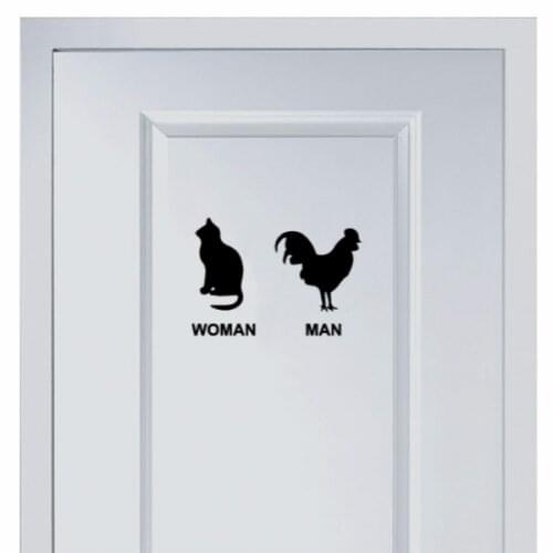 Cat and Cock Marks for Toilet Sticker Vinyl Fashion for Shop Office Home Cafe Hotel Toilets Door Decor Wall Stickers