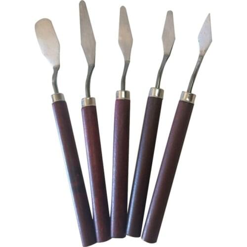 Wood Palette Knife Painting Tools, Stainless Steel Oil Painting Mixing Scraper