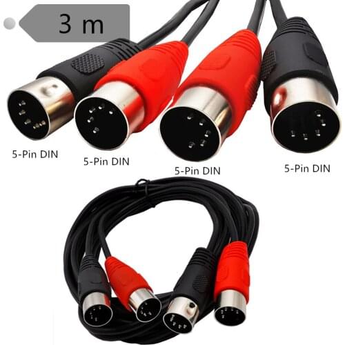 ERE Dual 5-Pin DIN to Dual 5-Pin DIN Dual MIDI Cable,MIDI Cable 2*Male to 2*Male 5 Pin DIN Plug Black