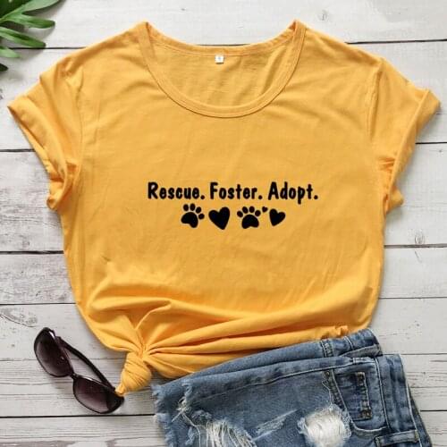 Rescue Foster Adopt 100% Cotton T-shirt Funny Adopt Don't Shop Graphic Tee Top Cute Dog Mom Gift Tshirt