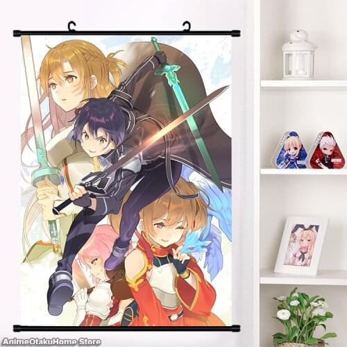 HOT Anime Game Sword Art Online Yuuki Asuna HD Wall Scroll Roll Print Painting Poster Home Decor Collection Art Gift 60*90 cm
