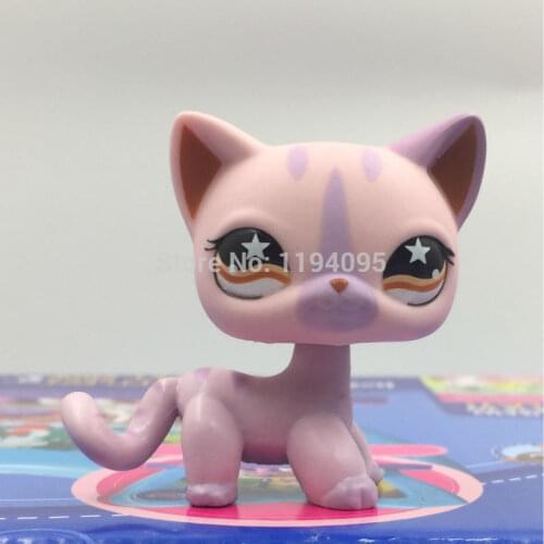 Lps cat pet shop toys Short Hair kitty animal toys purple kitten yellow eyes original Standing Cat Kids Gift