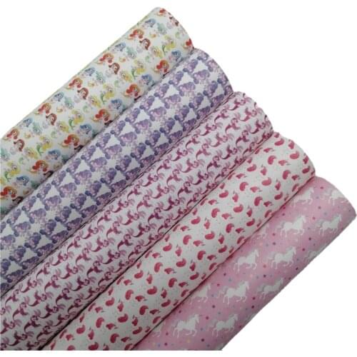 Unicorns Printed Synthetic Faux Leather Vinyl Fabric Sheet Felt Backing Synthetic Leather Faux Vinil DIY A4 SIZE 6S99B