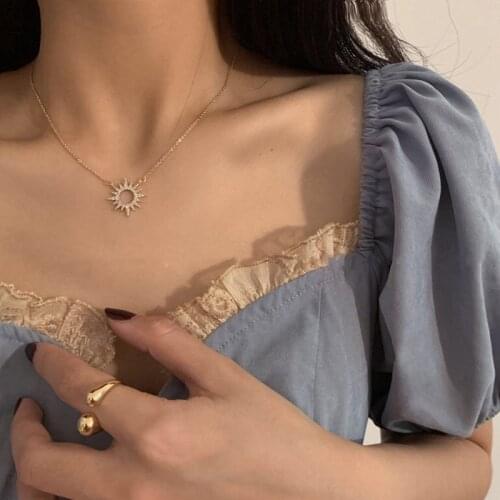 Karopel 925 Sterling Silver Shiny Zircon Sun Necklace Light Luxury Niche Design Clavicle Chain Necklaces Gift Jewelry