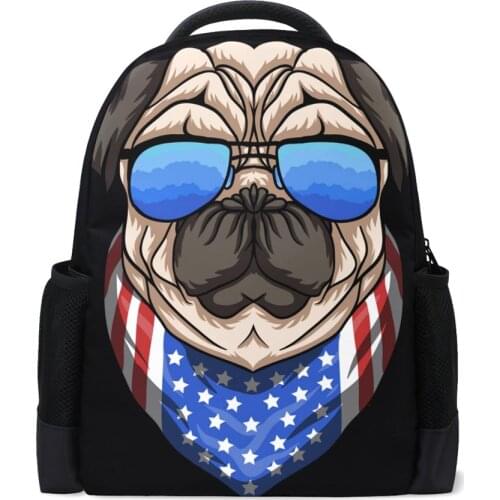Cute Pug Dog Eyeglasses Baby Boys Kindergarten Schoolbag Nursery School Children Animal Schoolbags Backpack waterproof Book Bag