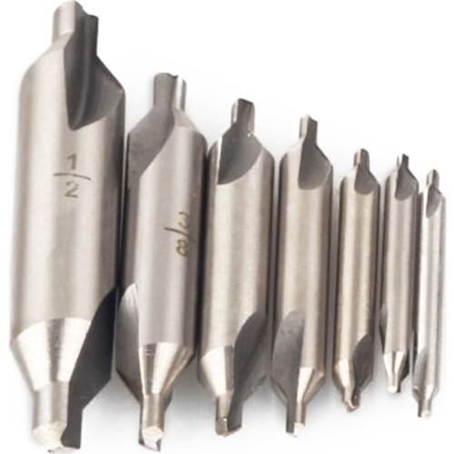 1set 7 Size Drill and Chamfer Center Spotting Drill Bit Set Combined Countersink Kit