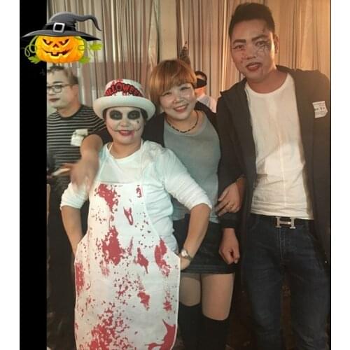 Non-woven Halloween Blood Apron Chef Hat Halloween Costume Bloody Apron Horror Haunted House Party Halloween Decoration