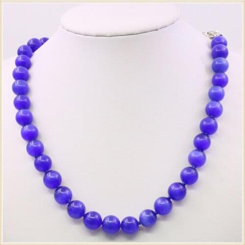 10mm Round Blue Green White Cats Eyes Stone Necklace Beads Neckwear Silver Color Alloy Clasp Women Girls Jewelry Making Design