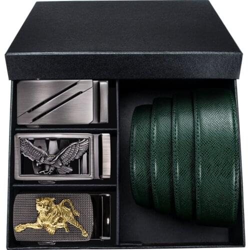 Brand Designer Mens Genuine Leather Automatic Buckle Belts Waist Belt Strap For Jeans Bussiness Mens Gift Box Set DiBanGu