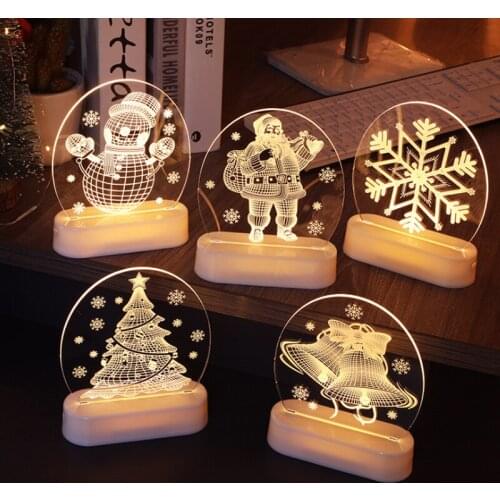 3D Led Christmas Night Light Santa Claus Acrylic Night Light Christmas Decorations Home Decoration New Year Kids Gifts Christmas