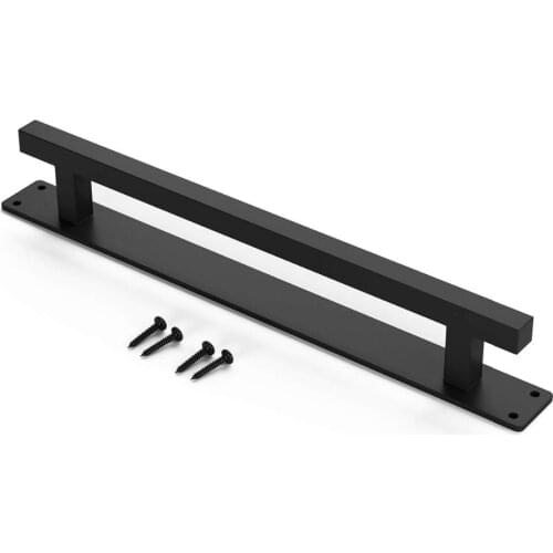 Kinmade12"Rustic Barn Door Handle for Sliding Door Heavy Duty Black Door Pull Plate Antique Long Base Gate Handles Pulls Push