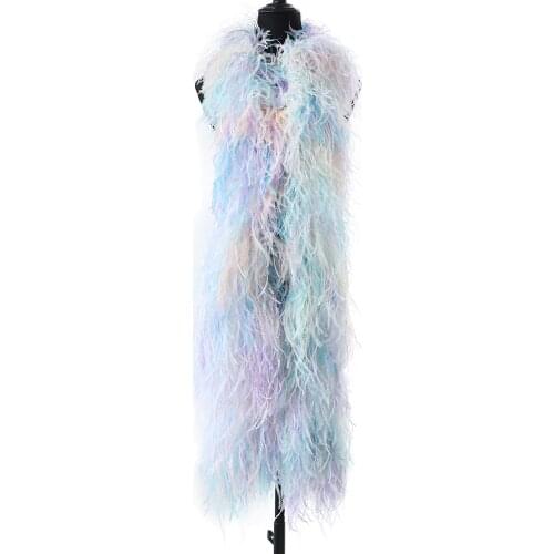 2 Meter Colorful Natural Ostrich Feathers Boas Dyed Fluffy High quality Feather Scarf Carnival Shawl Clothes Decor for Crafts
