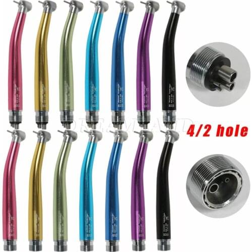Dental High Speed Handpiece Push Button Standard Head 2/4Holes Air Turbine Single Water Spring Rotor/Cartridge Fit NSK 7 Colors