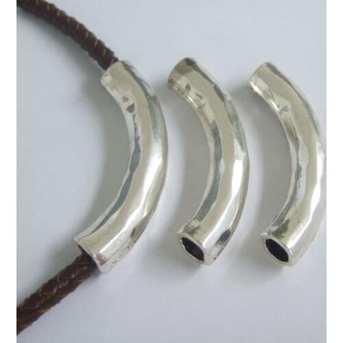 5Pcs Antique Silver Color 6mm Hammered Tube for Bracelet Necklace Jewelry Findings Making 55mm Long