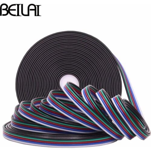 BEILAI 5m 2PIN 4PIN 5PIN LED Connector Extension Wire Cable For SMD 5050 RGBW RGB LED Strip Single Color