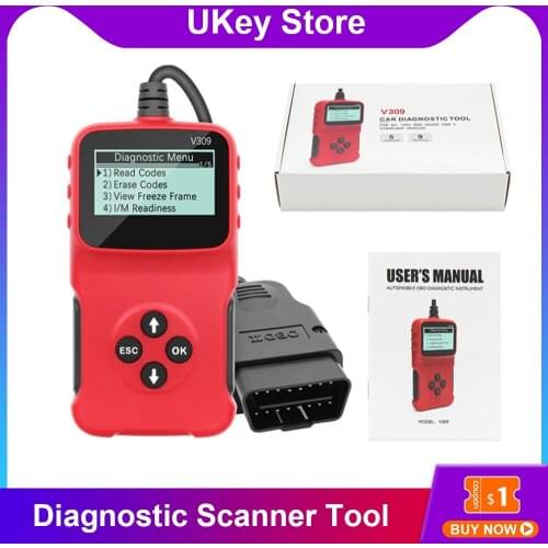 V309 ELM327 obd2 Scanner Code Reader Auto Car OBDII Diagnostic Tool Automotive Erase/Reset Fault Codes Reader Multi-Language