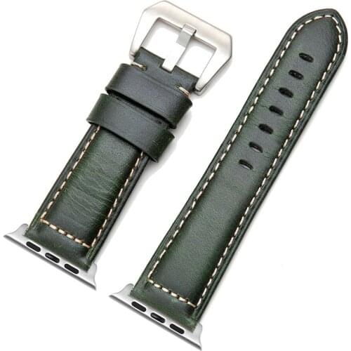 High Quality Genuine Cow Leather Watch Strap for Apple Watch Band 44mm 40mm iWatch 4 3 2 Replacement Wistband