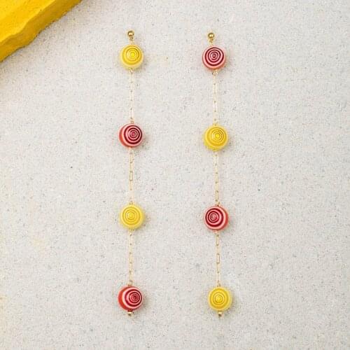 Ladys Cute girl boho Accessories Party Jewelry creative long drop dangle Glass multi-color bead earrings MILA EARRINGS womwn