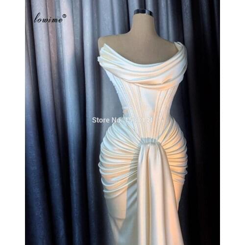 Plus Size White Evening Dresses Mermaid Special Design Evening Gown Turkish Couture Elegant Women Party Dress Abiti Da Cerimonia