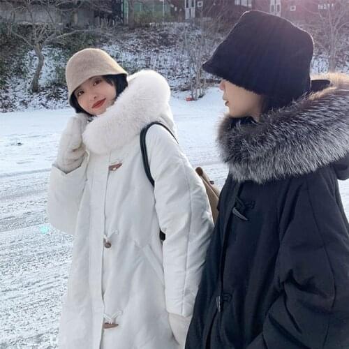 Women Winter Coat Fashion Natural Fur Collar Winter 90% White Duck Down Jackets Female Thick Warm Long Overcoat Outwear