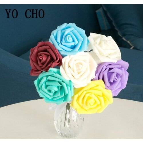 10pcs 8cm Artificial PE Foam Rose Flowers For Wedding Bridal Bouquet Rose Party Birthday Decor DIY Wreath Home Table Foam Flores
