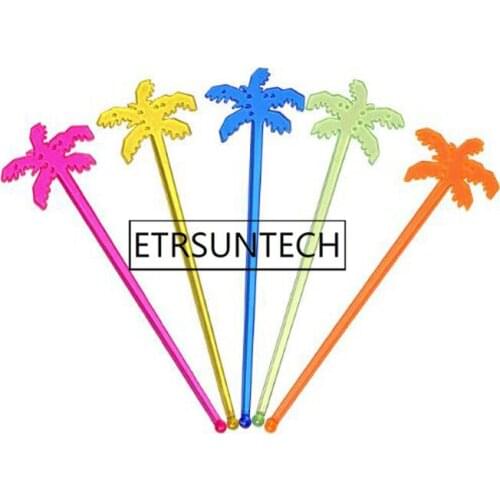 1000pcs Coconut Tree Cocktail Swizzle Sticks Drink Stirrer Coffee Muddler Puddler Plastic Bar Drink Wine Decor